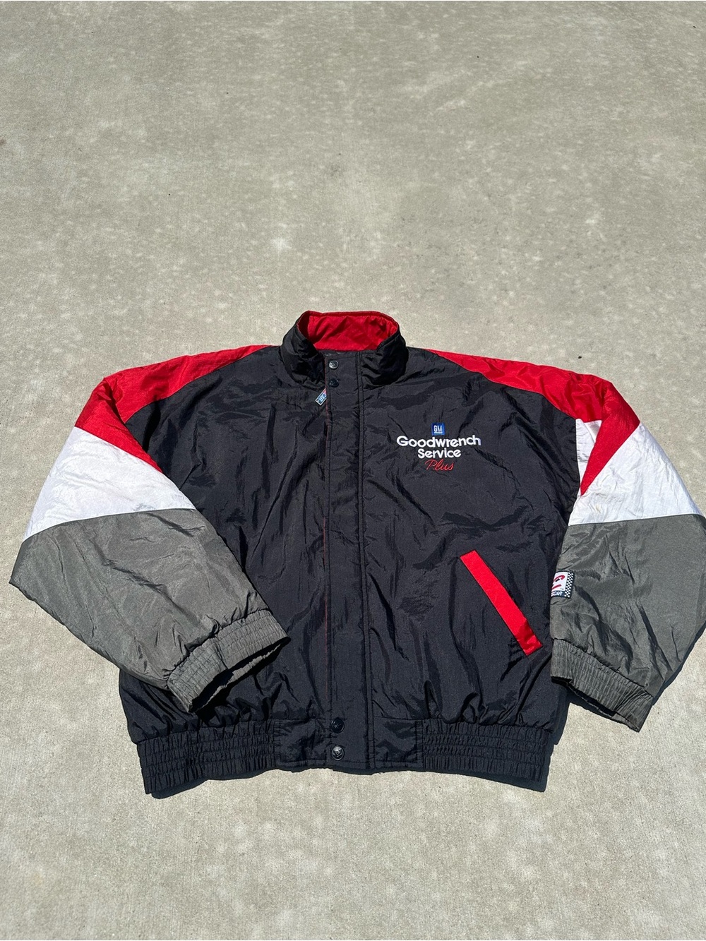 Chase Authentics Black Red Gray Colorblock Bomber Jacket